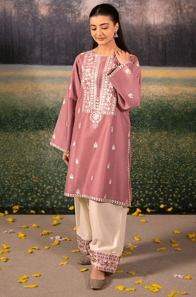 Winter 3PC Dhanak Embroidered Suit - BFB0488 - | BlueFery