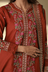Winter 3PC Dhanak Embroidered Suit - BFB0499 - | BlueFery