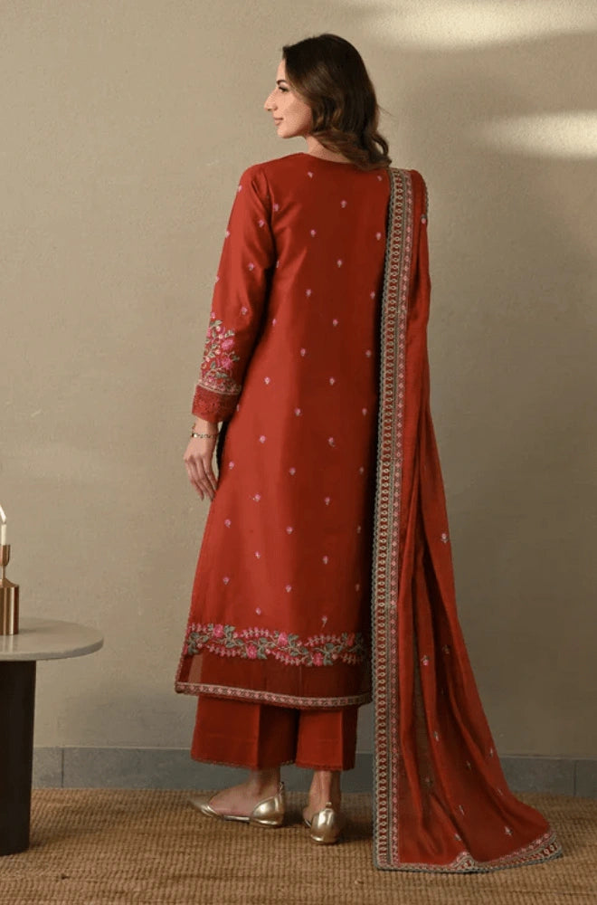3PC Dhanak Embroidered Shirt with Dhanak Embroidered Dupatta and Trouser - BFB0499