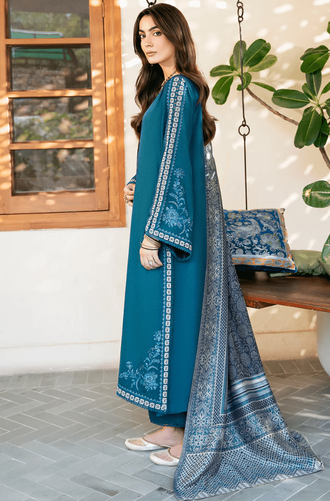 Winter 3PC Dhanak Embroidered Suit - BFB0541 - | BlueFery