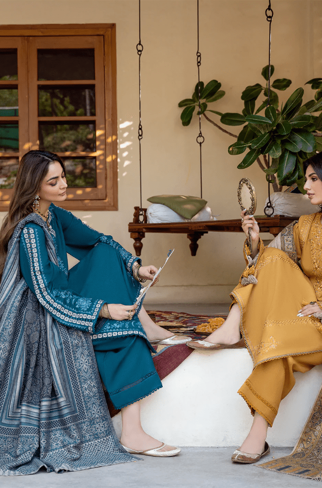 Winter 3PC Dhanak Embroidered Suit - BFB0541 - | BlueFery