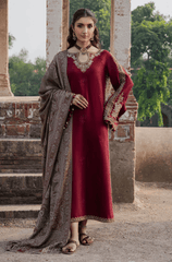 Winter 3PC Dhanak Embroidered Suit - BFB0547 - | BlueFery
