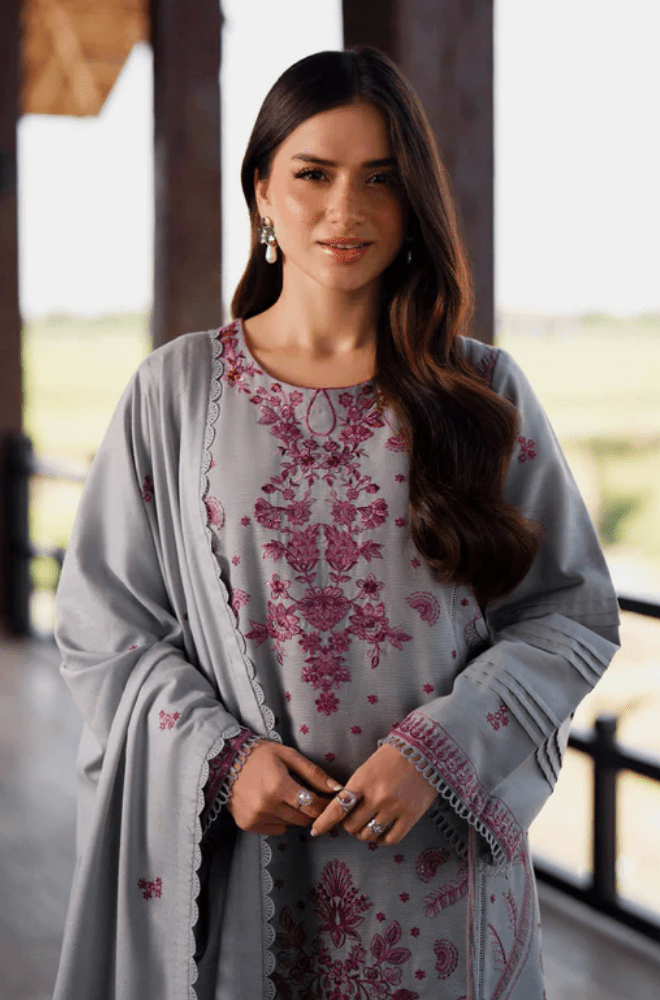 Winter 3PC Dhanak Embroidered Suit - BFB0567 - | BlueFery