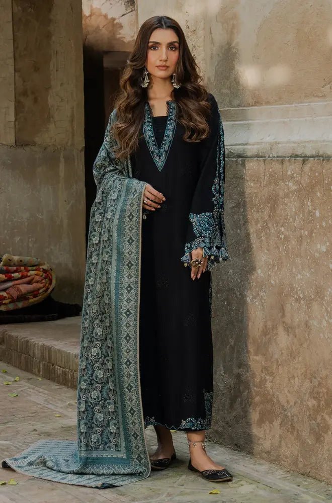 Winter 3PC Dhanak Embroidered Suit - BFB0588 - | BlueFery