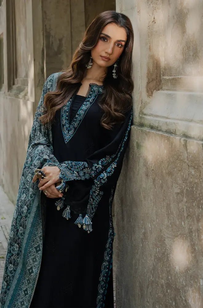Winter 3PC Dhanak Embroidered Suit - BFB0588 - | BlueFery