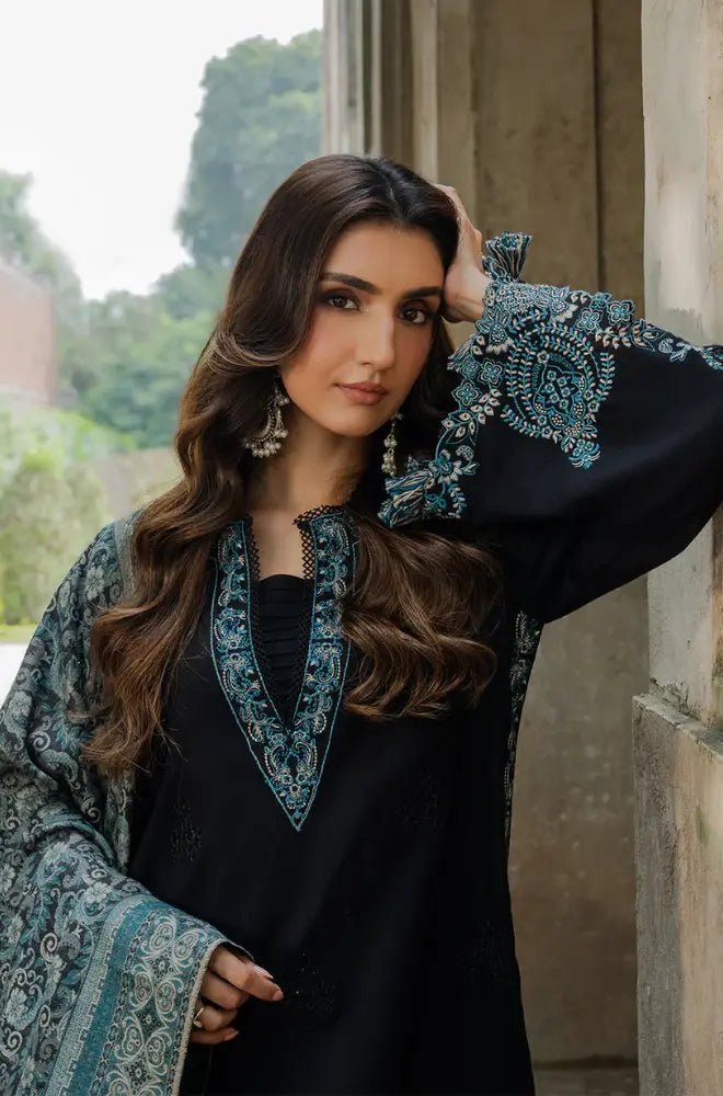 Winter 3PC Dhanak Embroidered Suit - BFB0588 - | BlueFery