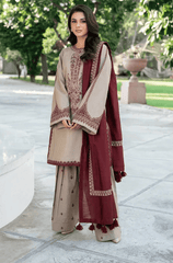 Winter 3PC Dhanak Embroidered Suit - BFU0068 - | BlueFery