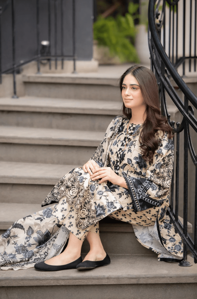 Winter 3PC Khaddar Digital Print Dress - BFU0083 - | BlueFery