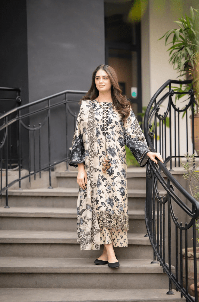 Winter 3PC Khaddar Digital Print Dress - BFU0083 - | BlueFery