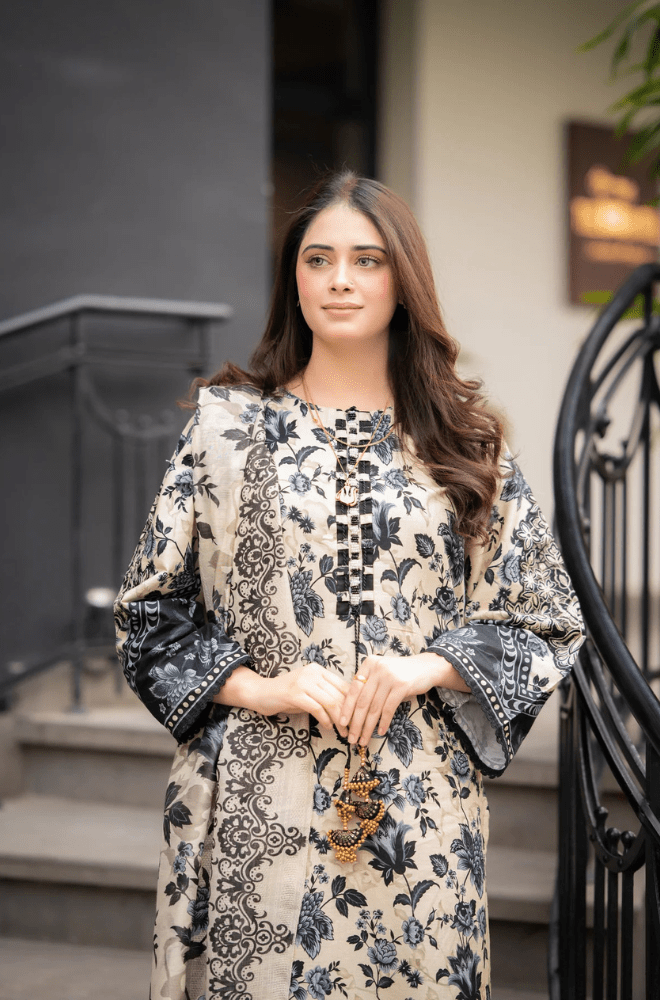 Winter 3PC Khaddar Digital Print Dress - BFU0083 - | BlueFery