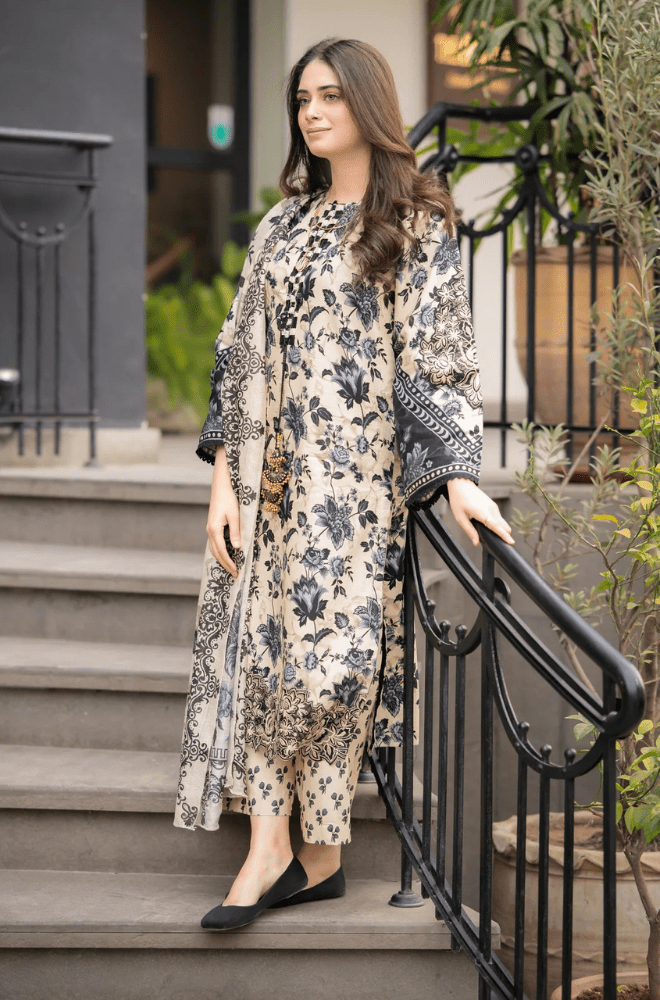 Winter 3PC Khaddar Digital Print Dress - BFU0083 - | BlueFery