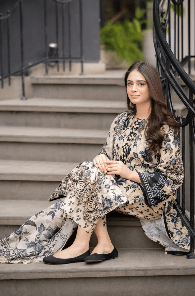 Winter 3PC Khaddar Digital Print Dress - BFU0083 - | BlueFery