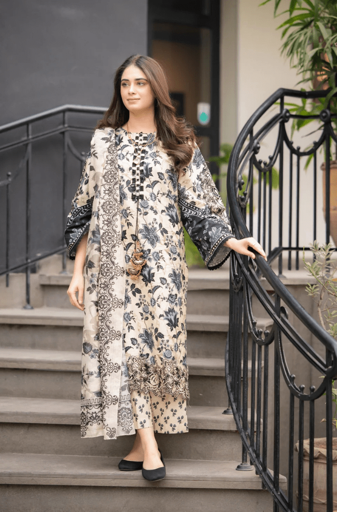 Winter 3PC Khaddar Digital Print Dress - BFU0083 - | BlueFery