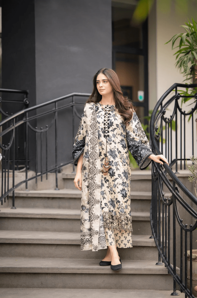 Winter 3PC Khaddar Digital Print Dress - BFU0083 - | BlueFery
