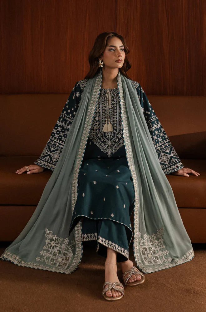 Winter Stitched 3Pcs Embroidered Dhanak Suit – RTW005 - | BlueFery