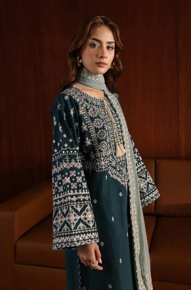 Winter Stitched 3Pcs Embroidered Dhanak Suit – RTW005 - | BlueFery