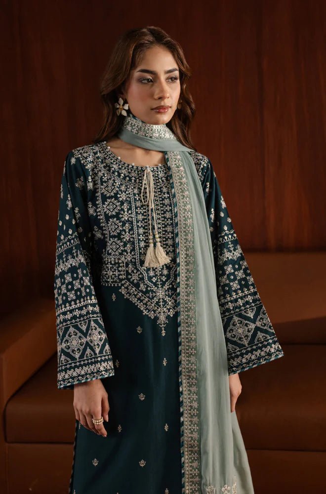 Winter Stitched 3Pcs Embroidered Dhanak Suit – RTW005 - | BlueFery