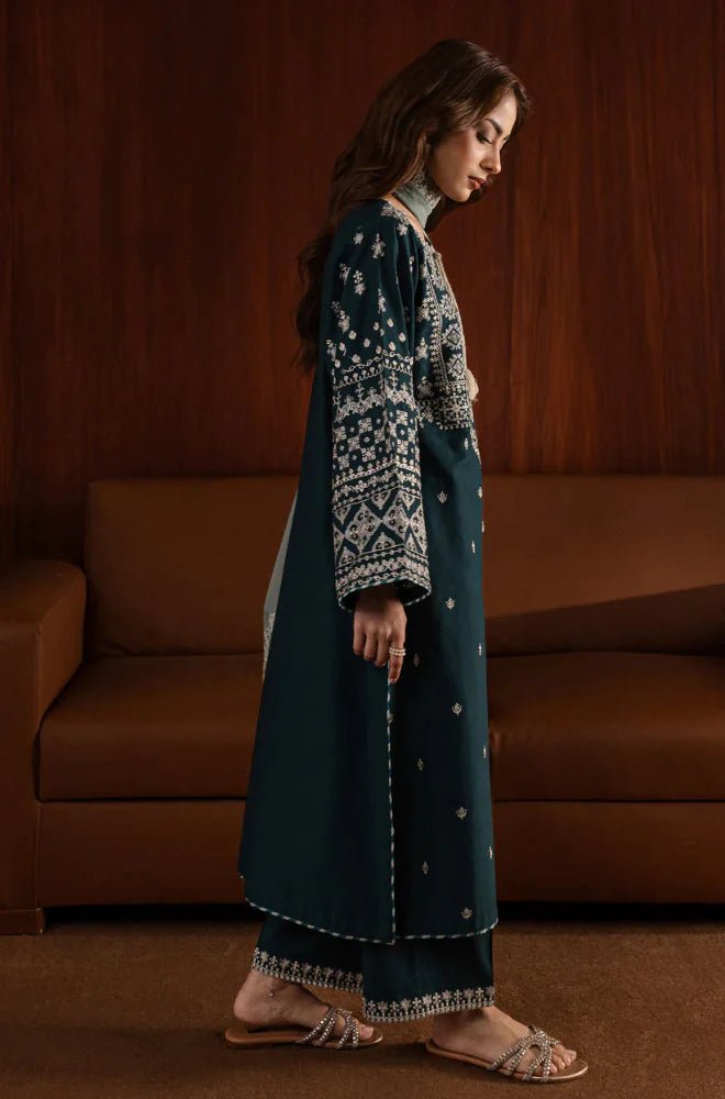 Winter Stitched 3Pcs Embroidered Dhanak Suit – RTW005 - | BlueFery