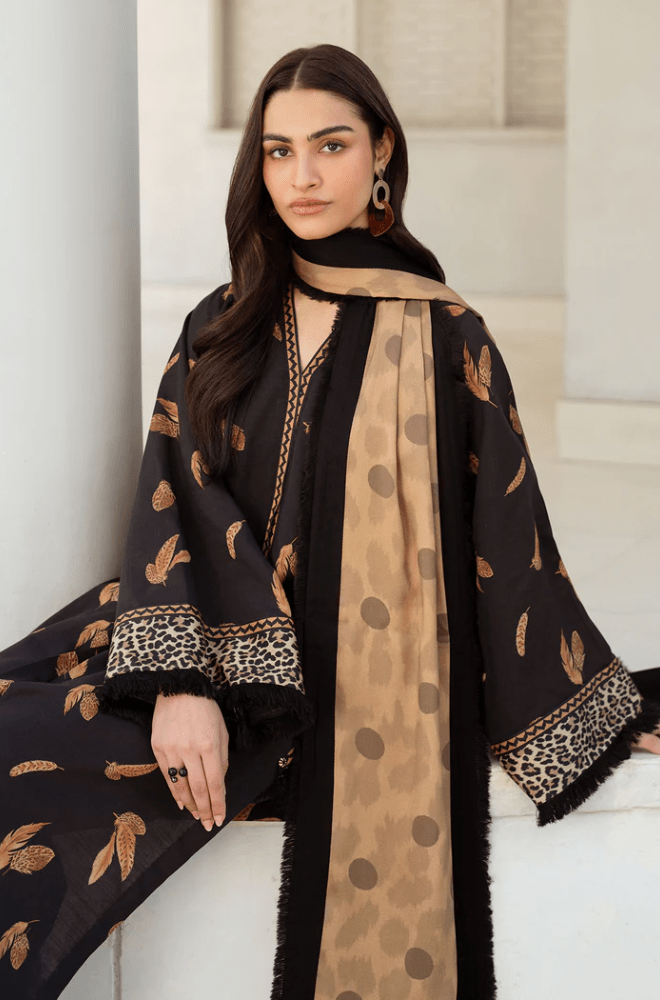 Winter Stitched 3Pcs Printed Khaddar Suit – RTW014 - | BlueFery