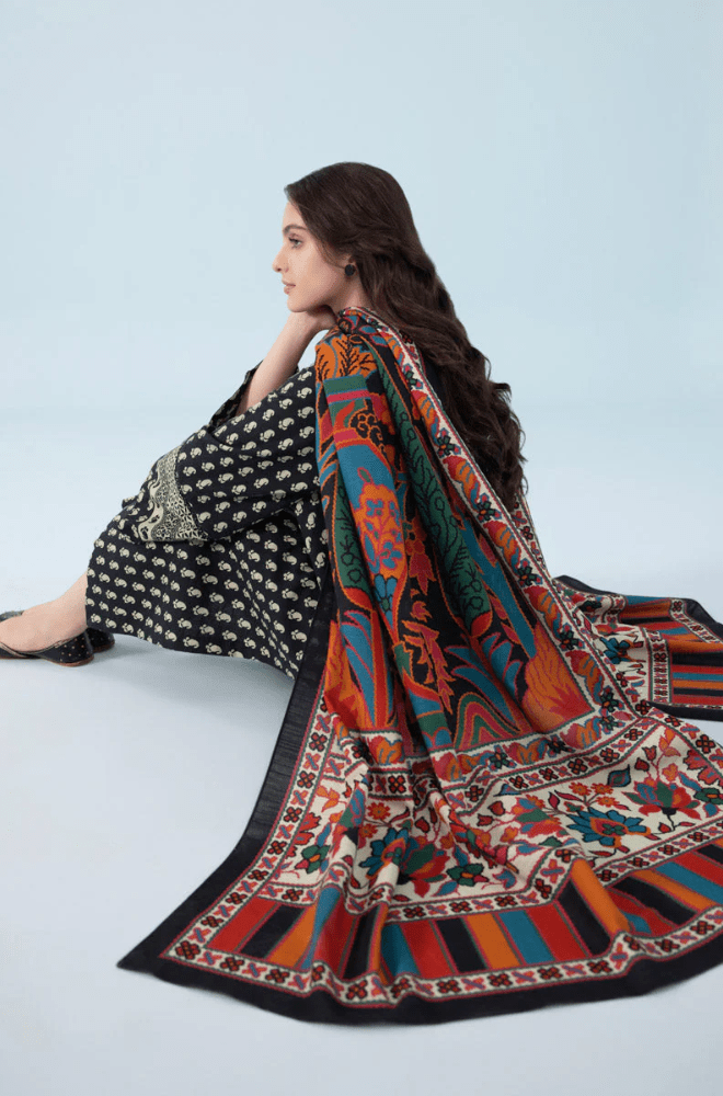 Winter Stitched 3Pcs Printed Khaddar Suit – RTW015 - | BlueFery