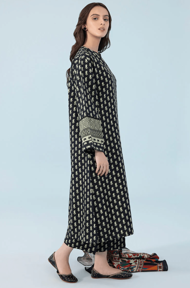 Winter Stitched 3Pcs Printed Khaddar Suit – RTW015 - | BlueFery