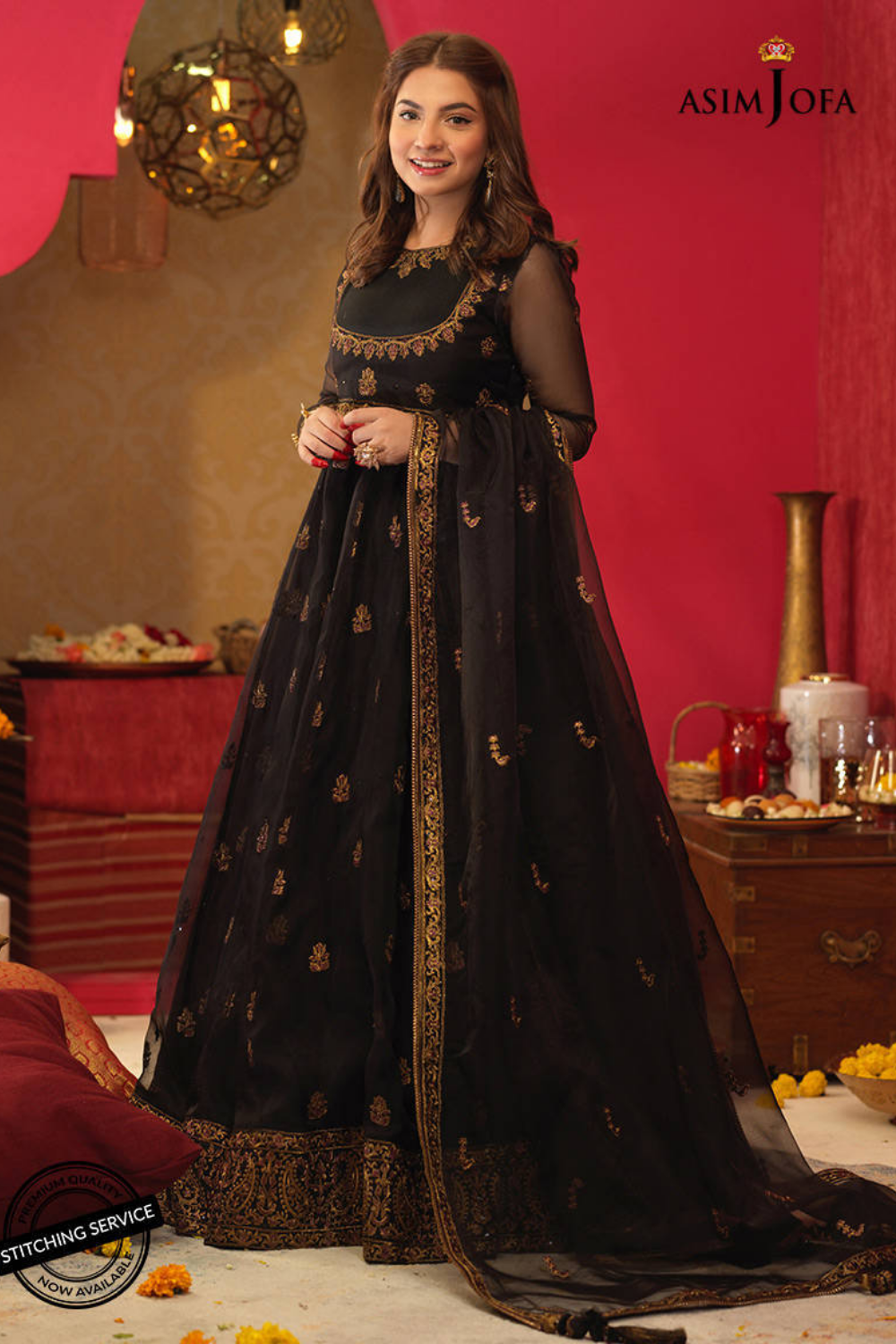 Asim Jofa - 3PC Organza Heavy Embroidered Frock - BFS0015